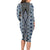 Blue Aotearoa Tukutuku and Poutama Motif Family Matching Long Sleeve Bodycon Dress and Hawaiian Shirt