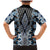 Blue Aotearoa Tukutuku and Poutama Motif Family Matching Mermaid Dress and Hawaiian Shirt