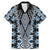 Blue Aotearoa Tukutuku and Poutama Motif Family Matching Mermaid Dress and Hawaiian Shirt