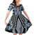 Blue Aotearoa Tukutuku and Poutama Motif Family Matching Off Shoulder Short Dress and Hawaiian Shirt