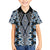 Blue Aotearoa Tukutuku and Poutama Motif Family Matching Off Shoulder Short Dress and Hawaiian Shirt