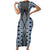 Blue Aotearoa Tukutuku and Poutama Motif Family Matching Short Sleeve Bodycon Dress and Hawaiian Shirt