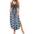 Blue Aotearoa Tukutuku and Poutama Motif Family Matching Summer Maxi Dress and Hawaiian Shirt