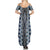 Blue Aotearoa Tukutuku and Poutama Motif Family Matching Summer Maxi Dress and Hawaiian Shirt