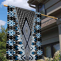 Blue Aotearoa Tukutuku and Poutama Motif Garden Flag LT03 - Polynesian Pride