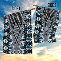 Blue Aotearoa Tukutuku and Poutama Motif Garden Flag LT03 - Polynesian Pride