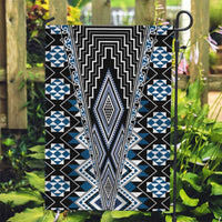 Blue Aotearoa Tukutuku and Poutama Motif Garden Flag LT03 Garden Flag Blue - Polynesian Pride