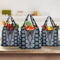 Blue Aotearoa Tukutuku and Poutama Motif Grocery Bag LT03 3-pack One Size Blue - Polynesian Pride