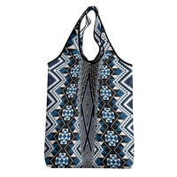 Blue Aotearoa Tukutuku and Poutama Motif Grocery Bag LT03 - Polynesian Pride