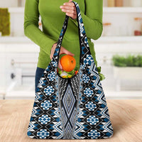 Blue Aotearoa Tukutuku and Poutama Motif Grocery Bag LT03 - Polynesian Pride