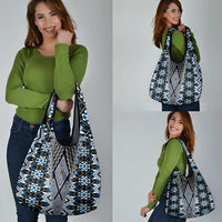 Blue Aotearoa Tukutuku and Poutama Motif Grocery Bag LT03 - Polynesian Pride