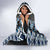 Blue Aotearoa Tukutuku and Poutama Motif Hooded Blanket