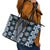 Blue Aotearoa Tukutuku and Poutama Motif Leather Tote Bag