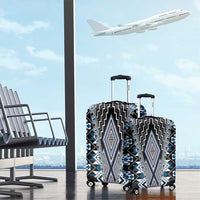 Blue Aotearoa Tukutuku and Poutama Motif Luggage Cover LT03 - Polynesian Pride