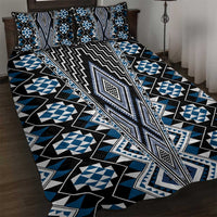 Blue Aotearoa Tukutuku and Poutama Motif Quilt Bed Set LT03 Blue - Polynesian Pride