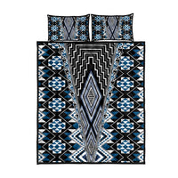 Blue Aotearoa Tukutuku and Poutama Motif Quilt Bed Set LT03 - Polynesian Pride