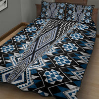 Blue Aotearoa Tukutuku and Poutama Motif Quilt Bed Set LT03 - Polynesian Pride