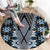 Blue Aotearoa Tukutuku and Poutama Motif Round Carpet