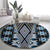 Blue Aotearoa Tukutuku and Poutama Motif Round Carpet