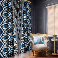 Blue Aotearoa Tukutuku and Poutama Motif Window Curtain LT03 - Polynesian Pride