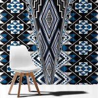 Blue Aotearoa Tukutuku and Poutama Motif Window Curtain LT03 - Polynesian Pride