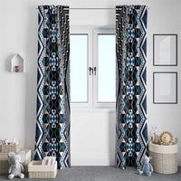 Blue Aotearoa Tukutuku and Poutama Motif Window Curtain LT03 - Polynesian Pride