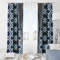 Blue Aotearoa Tukutuku and Poutama Motif Window Curtain LT03 - Polynesian Pride