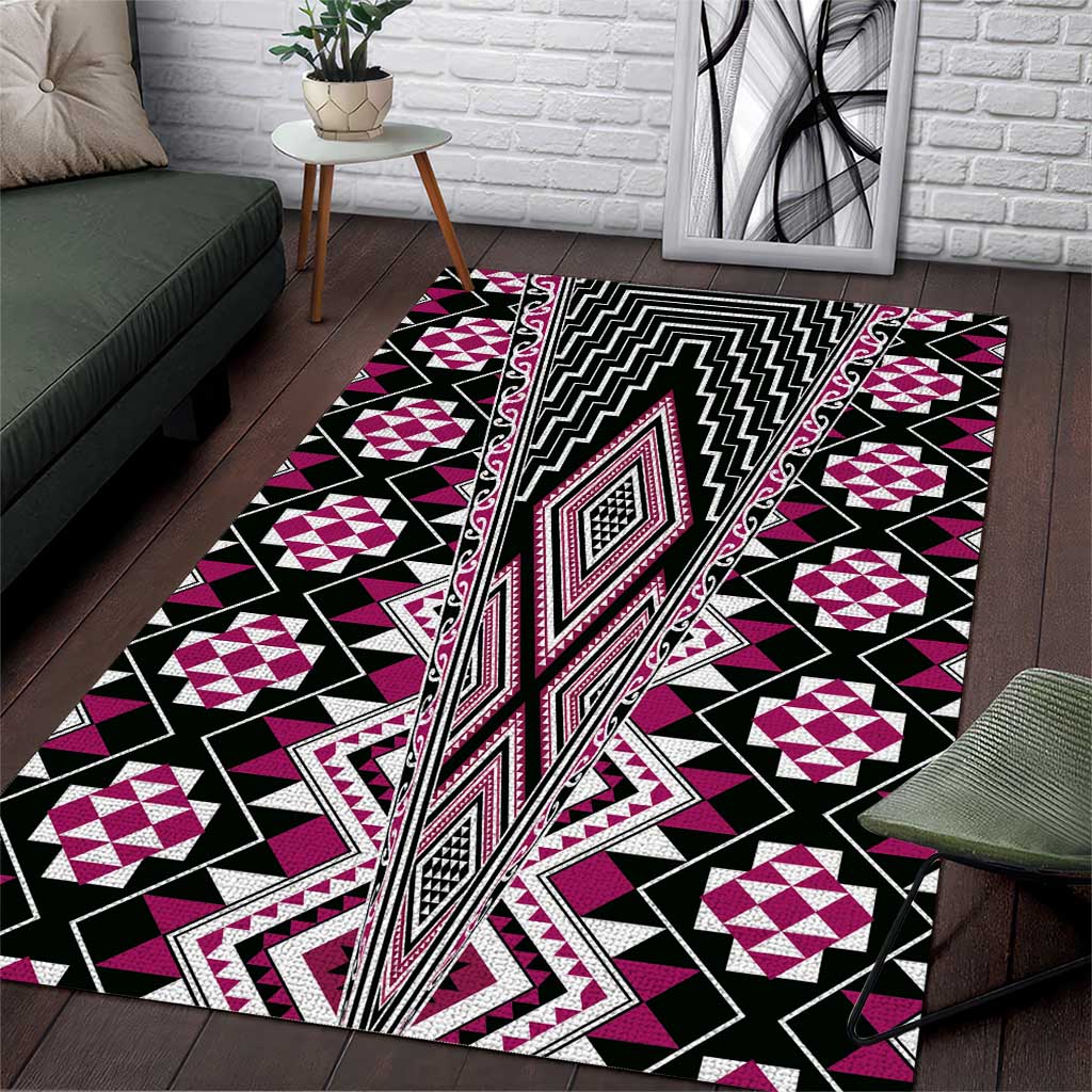 Pink Aotearoa Tukutuku and Poutama Motif Area Rug LT03 Pink - Polynesian Pride