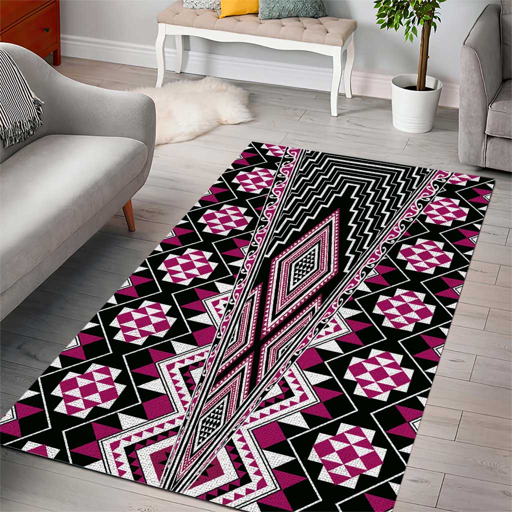 Pink Aotearoa Tukutuku and Poutama Motif Area Rug LT03 - Polynesian Pride