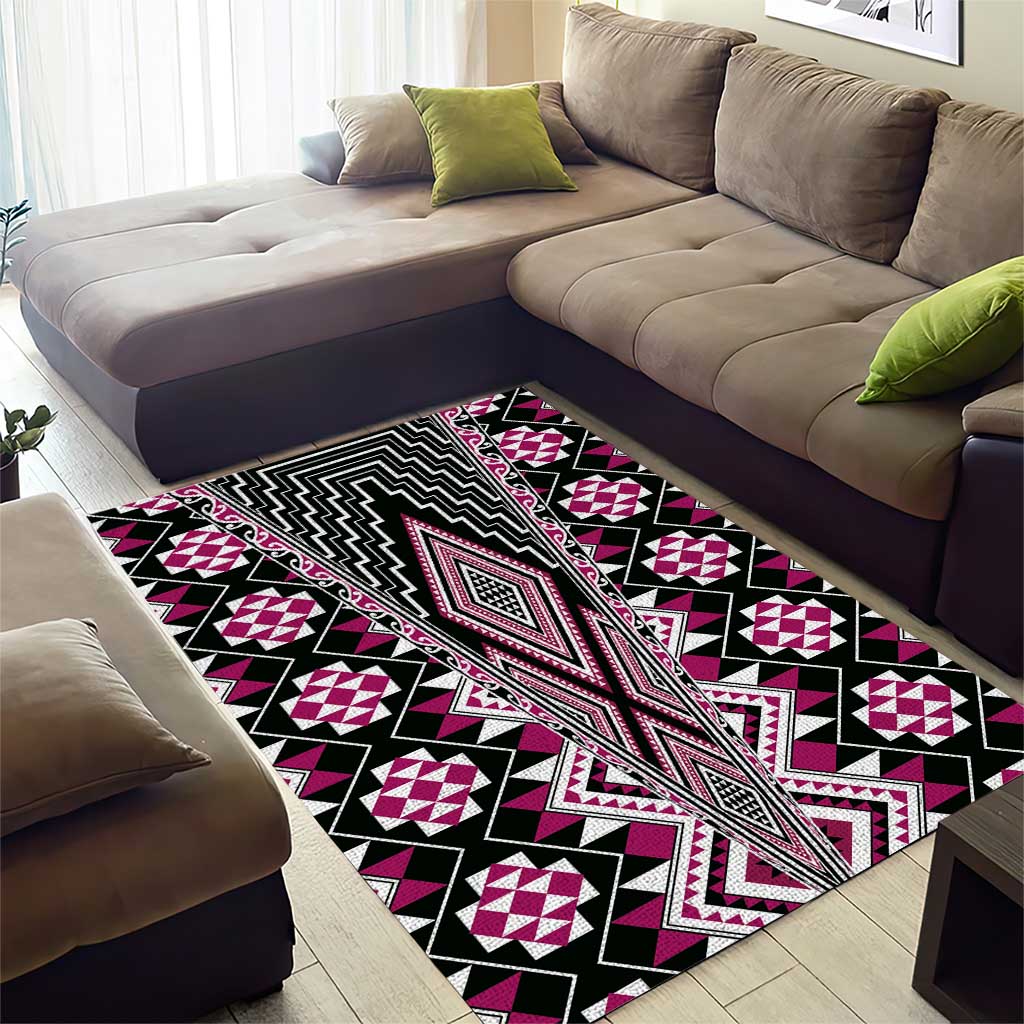 Pink Aotearoa Tukutuku and Poutama Motif Area Rug LT03 - Polynesian Pride