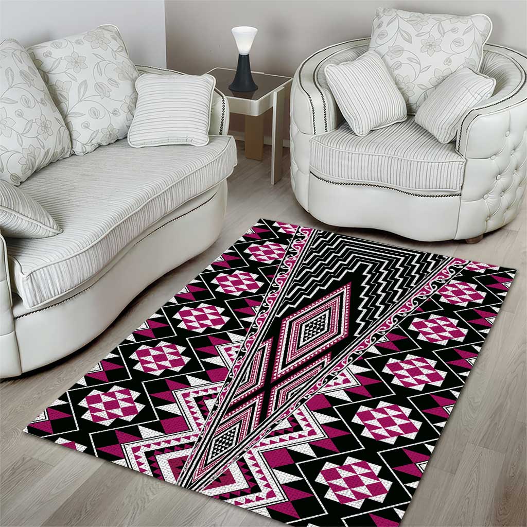 Pink Aotearoa Tukutuku and Poutama Motif Area Rug LT03 - Polynesian Pride