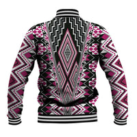 Pink Aotearoa Tukutuku and Poutama Motif Baseball Jacket LT03 - Polynesian Pride