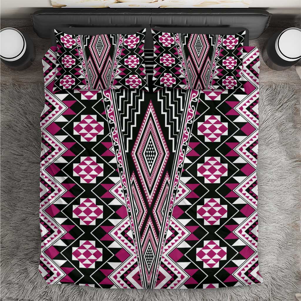 Pink Aotearoa Tukutuku and Poutama Motif Bedding Set LT03 Pink - Polynesian Pride