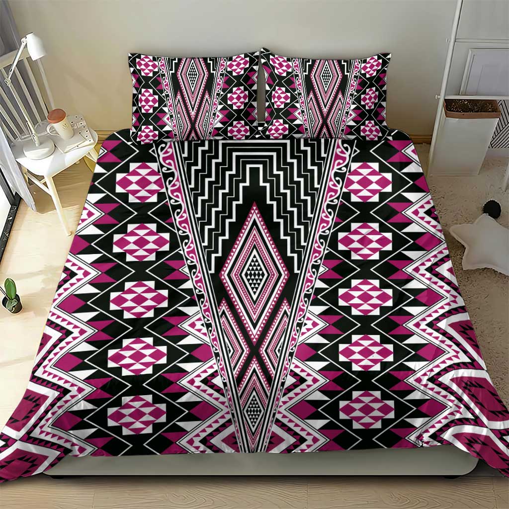 Pink Aotearoa Tukutuku and Poutama Motif Bedding Set LT03 - Polynesian Pride