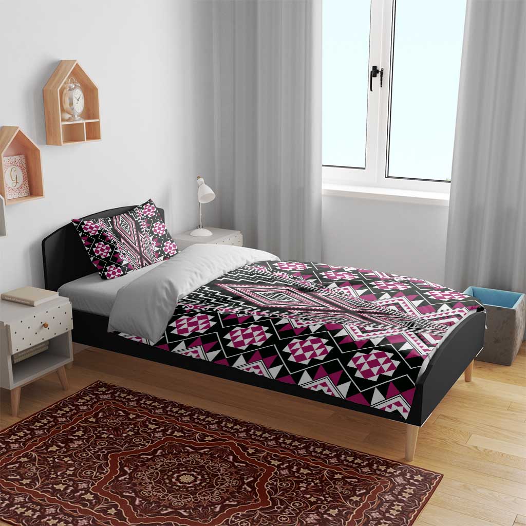Pink Aotearoa Tukutuku and Poutama Motif Bedding Set LT03 - Polynesian Pride