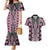 Pink Aotearoa Tukutuku and Poutama Motif Couples Matching Mermaid Dress and Hawaiian Shirt