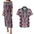 Pink Aotearoa Tukutuku and Poutama Motif Couples Matching Puletasi and Hawaiian Shirt