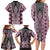 Pink Aotearoa Tukutuku and Poutama Motif Family Matching Long Sleeve Bodycon Dress and Hawaiian Shirt