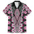 Pink Aotearoa Tukutuku and Poutama Motif Family Matching Long Sleeve Bodycon Dress and Hawaiian Shirt