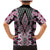 Pink Aotearoa Tukutuku and Poutama Motif Family Matching Mermaid Dress and Hawaiian Shirt