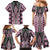 Pink Aotearoa Tukutuku and Poutama Motif Family Matching Mermaid Dress and Hawaiian Shirt