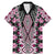 Pink Aotearoa Tukutuku and Poutama Motif Family Matching Mermaid Dress and Hawaiian Shirt