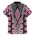 Pink Aotearoa Tukutuku and Poutama Motif Family Matching Mermaid Dress and Hawaiian Shirt