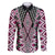 Pink Aotearoa Tukutuku and Poutama Motif Family Matching Off The Shoulder Long Sleeve Dress and Hawaiian Shirt