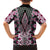 Pink Aotearoa Tukutuku and Poutama Motif Family Matching Off Shoulder Short Dress and Hawaiian Shirt