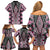 Pink Aotearoa Tukutuku and Poutama Motif Family Matching Off Shoulder Short Dress and Hawaiian Shirt