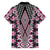 Pink Aotearoa Tukutuku and Poutama Motif Family Matching Off Shoulder Short Dress and Hawaiian Shirt