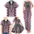 Pink Aotearoa Tukutuku and Poutama Motif Family Matching Tank Maxi Dress and Hawaiian Shirt