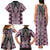 Pink Aotearoa Tukutuku and Poutama Motif Family Matching Tank Maxi Dress and Hawaiian Shirt