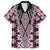 Pink Aotearoa Tukutuku and Poutama Motif Family Matching Tank Maxi Dress and Hawaiian Shirt